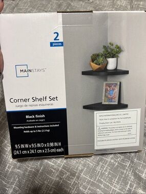 Mainstays Black Corner Shelf Set - 2 Pack